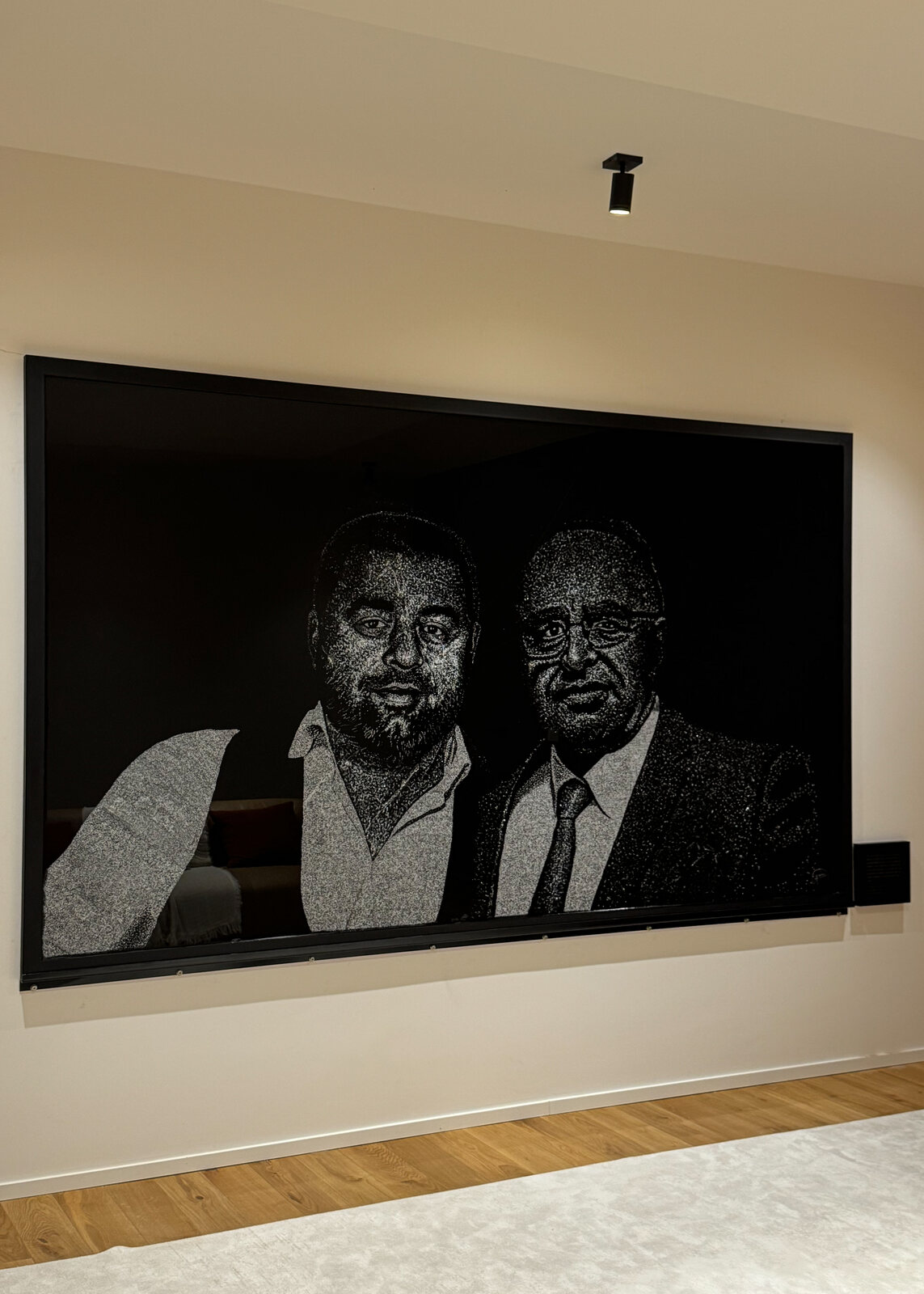 Commissioned double portrait in glass, installed in a private residence
